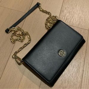 Tory Burch Emerson Wallet Crossbody Purse in Black